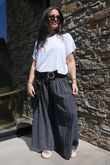 Made in Italy Marina Chalk Stripe Palazzo Pant Black